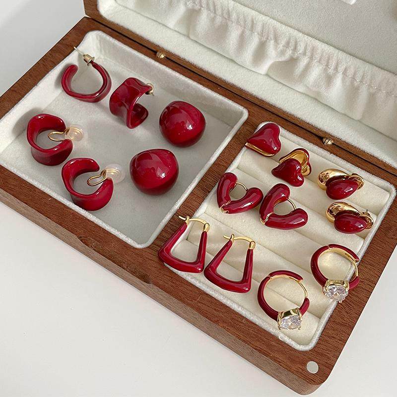 欧美轻奢气质珐琅新年红色耳环2025新款复古小众高级感耳钉耳饰女,饰品/流行首饰/时尚饰品新,耳环,淘宝优惠券,粉丝福利购,淘宝优惠卷