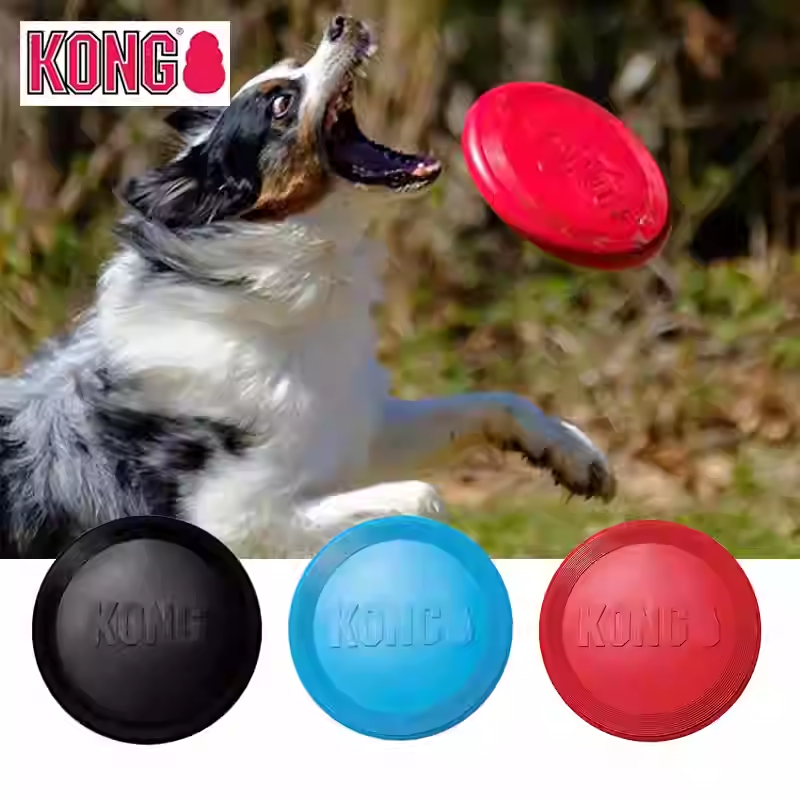 KONG狗狗耐咬橡胶软飞盘金毛边牧幼犬互动巡回浮水啃咬大型犬玩具
