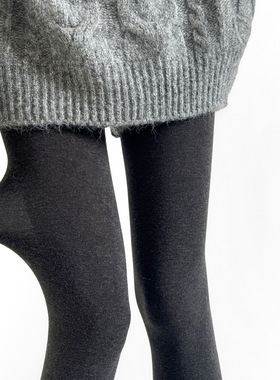 秋冬简约羊毛平板深灰色百搭显瘦打底裤不加绒连裤袜叠穿袜套袜裤