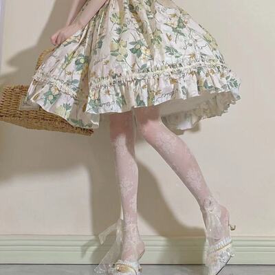 夏季薄款奶白提花蕾丝玫瑰连裤袜