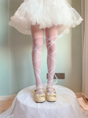 薄款连裤袜谁家的小鹿交叉绑带