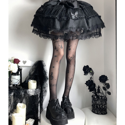 梦幻人偶洛丽塔黑色薄款连裤袜