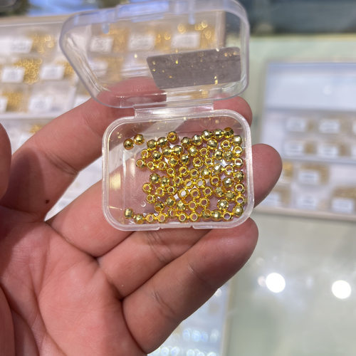 18K金配件饰品镭射珠4.0mm圆珠散珠搭配隔珠发货发其一金色珠子