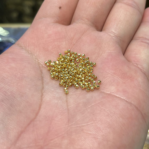 18K金配件微小镭射珠2.0mm圆珠Diy搭配多样性发货发其一金色双面