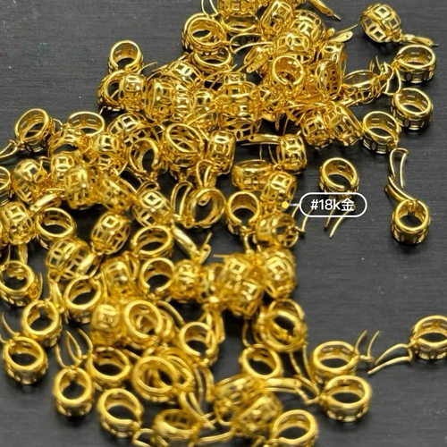 18K金扣头Au750八方来财吊坠针式金扣拍一发一K98玉项链佛公珠宝