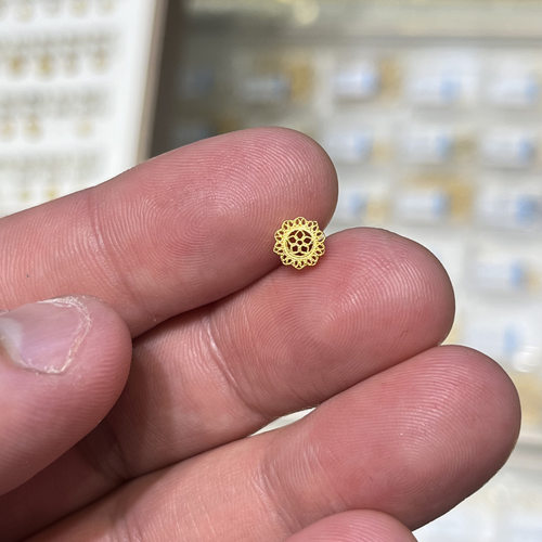 纯18K金配件路路通花丝莲花潘拉拉Au750手链扣头配饰配件P134