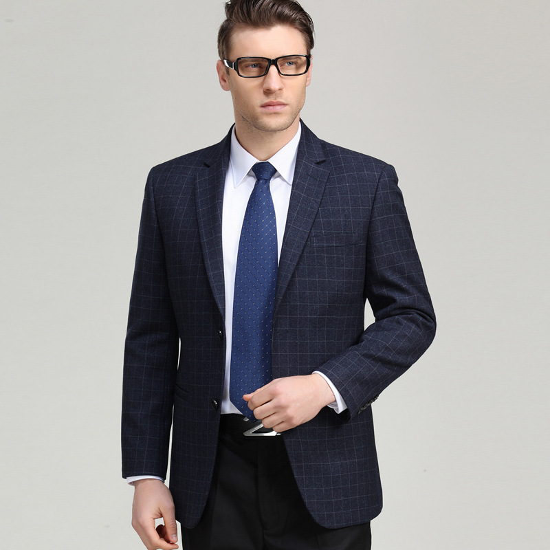 2021 autumn new wool suit mens middle-aged casual slim suit top single breasted no iron small suit