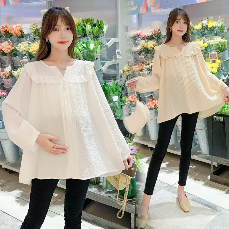 출산 가을 정장 패션 인터넷 연예인 가을 긴 소매 BABYDOLL 탑 봄 가을 새로운 스타일 바지 투피스 세트