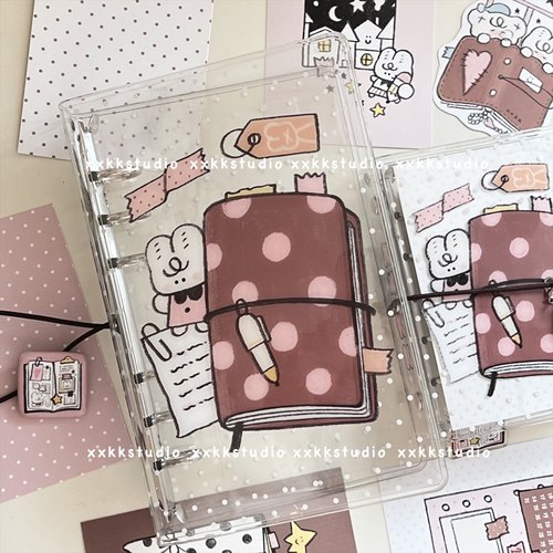 xxkk炫炫酷酷原创复古波点M5A6活页手账本pvc手账壳
