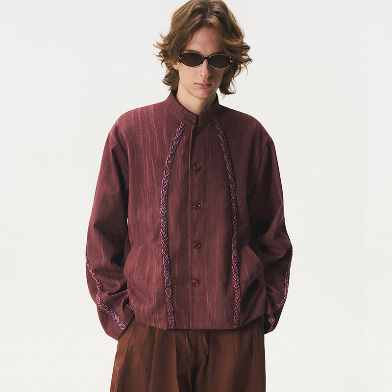 CNEW2025AW【檀烬】新藏风手缝编织藏绳毛呢夹克外套,男装,夹克,淘宝优惠券,粉丝福利购,淘宝优惠卷