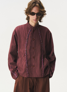 CNEW2025AW【檀烬】新藏风手缝编织藏绳毛呢夹克外套