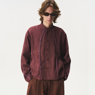 CNEW2025AW 新藏风手缝编织藏绳毛呢夹克外套 檀烬