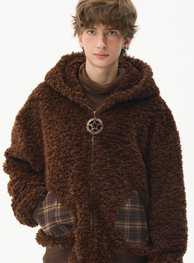 CNEW2025AW【牧羊人的星章】椰壳木扣拉链保暖羊羔毛连帽外套