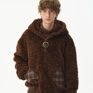 椰壳木扣拉链保暖羊羔毛连帽外套 星章 CNEW2025AW 牧羊人