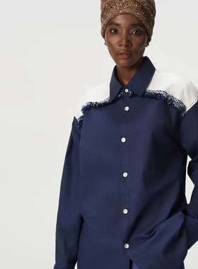 CNEW2025AW 新藏风民族感银质纽扣流苏拼接棉麻混纺衬衫男女款