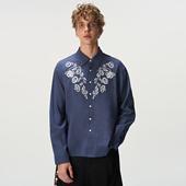 男女同款 CNEW2025AW 苗岭星绣民族风花卉苗绣棉麻混纺衬衫