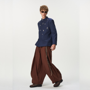 西装 CNEW2025AW苗疆星穹 藏蓝纯手工缝苗族银饰银扣中山装