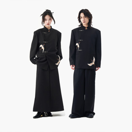 【鹤吟】CNEW楚念贰问 25ss新中式国风刺绣中性风中山装西服男女