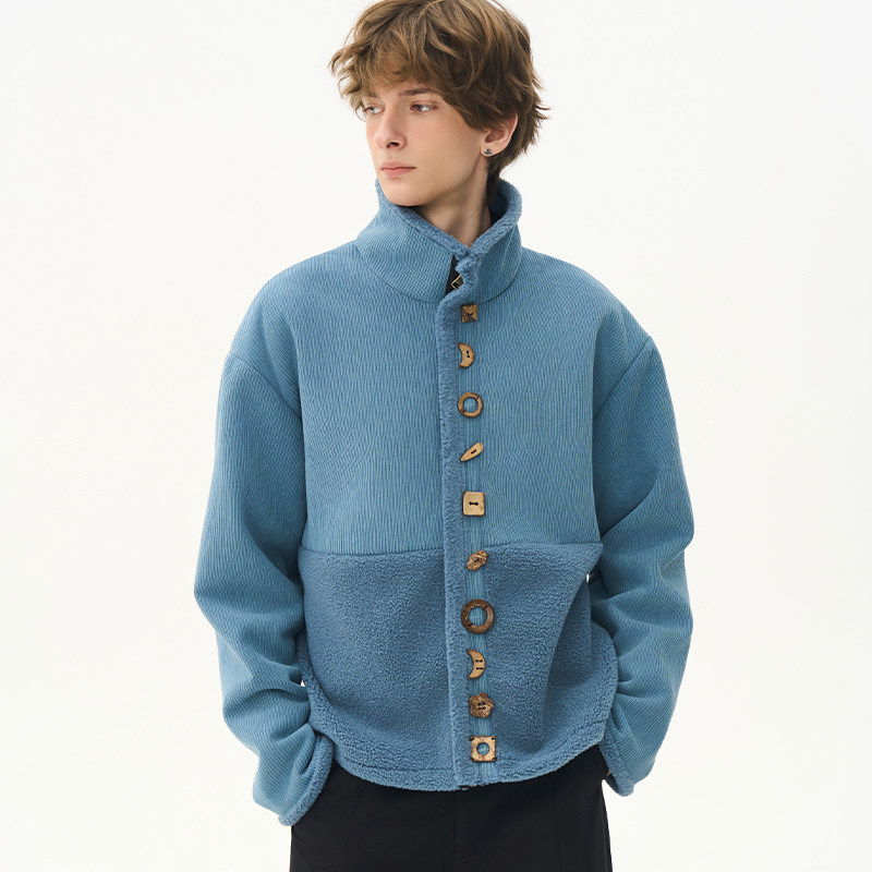 CNEW2025AW【布尔乔亚的牧歌】复古灯芯绒拼接摇粒绒椰壳扣外套,男装,夹克,淘宝优惠券,粉丝福利购,淘宝优惠卷