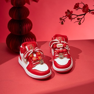 男童潮牌软底运动鞋 秋冬新年红加绒儿童鞋 子板鞋 二棉女童鞋 25新款