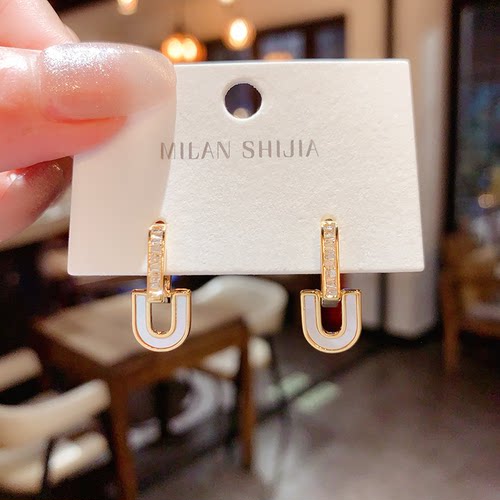 小众设计感几何贝壳耳钉女简约