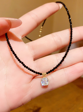 简约方糖锆石吊坠颈链轻奢高级感