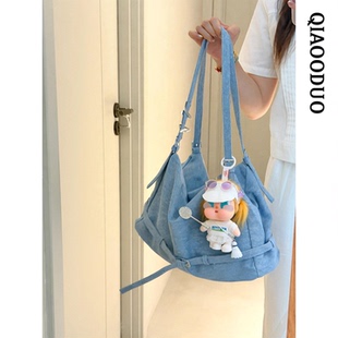 韩系牛仔布大容量托特包包女2026新款夏天轻奢小众通勤百搭斜挎包