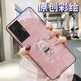 钻石皇冠熊适用vivox80pro手机壳70+/60iQOO9/8/7钢化玻璃s15pro