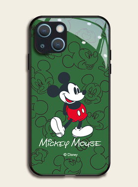 绿色米奇适用苹果13pro手机壳12max11钢化玻璃iphone硅胶xr7sx865