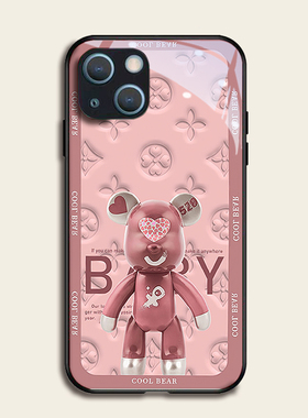 潮牌爱心熊适用苹果13pro手机壳12max11钢化玻璃iphone硅胶xr7sx8