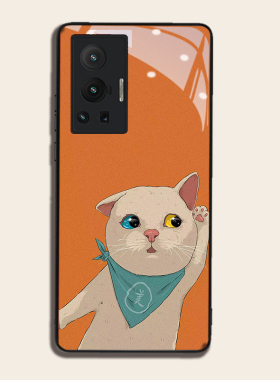 悄悄话猫咪适用vivox70pro手机壳60+/50iQOO5液态x30钢化玻璃s10p