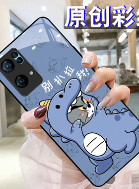 猫鼠小怪兽适用OPPOreno7pro+手机壳6/5硅胶96findR17钢化玻璃a72