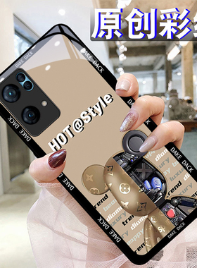 英文机械熊适用OPPOreno8pro+7手机壳65硅胶96findR17钢化玻璃a93