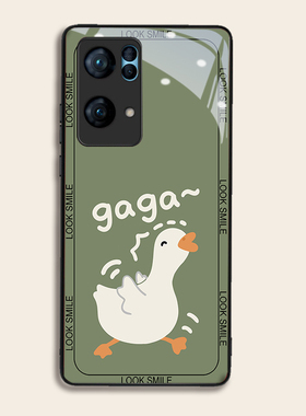 绿色鸭子适用OPPOreno7pro+手机壳6/5硅胶96findR17钢化玻璃a7293