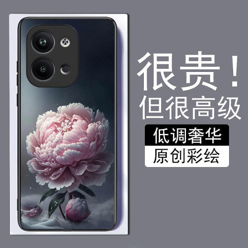 粉色昙花适用opporeno9手机壳8pro+真我A976K10X新款7se钢化玻璃a73全包72防摔A57A1pro保护套r17简约GTneo
