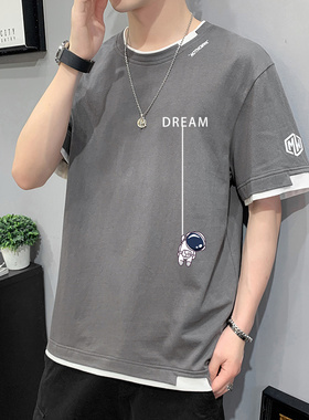 NASA联名夏季纯棉短袖T恤男士潮牌宽松体恤新款男生半袖夏装衣服