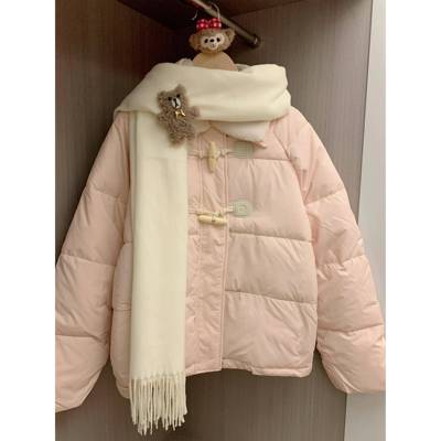 kunmi泡芙 奶冻莓球 牛角扣冬季羽绒棉服女小个子羊羔毛短款外套