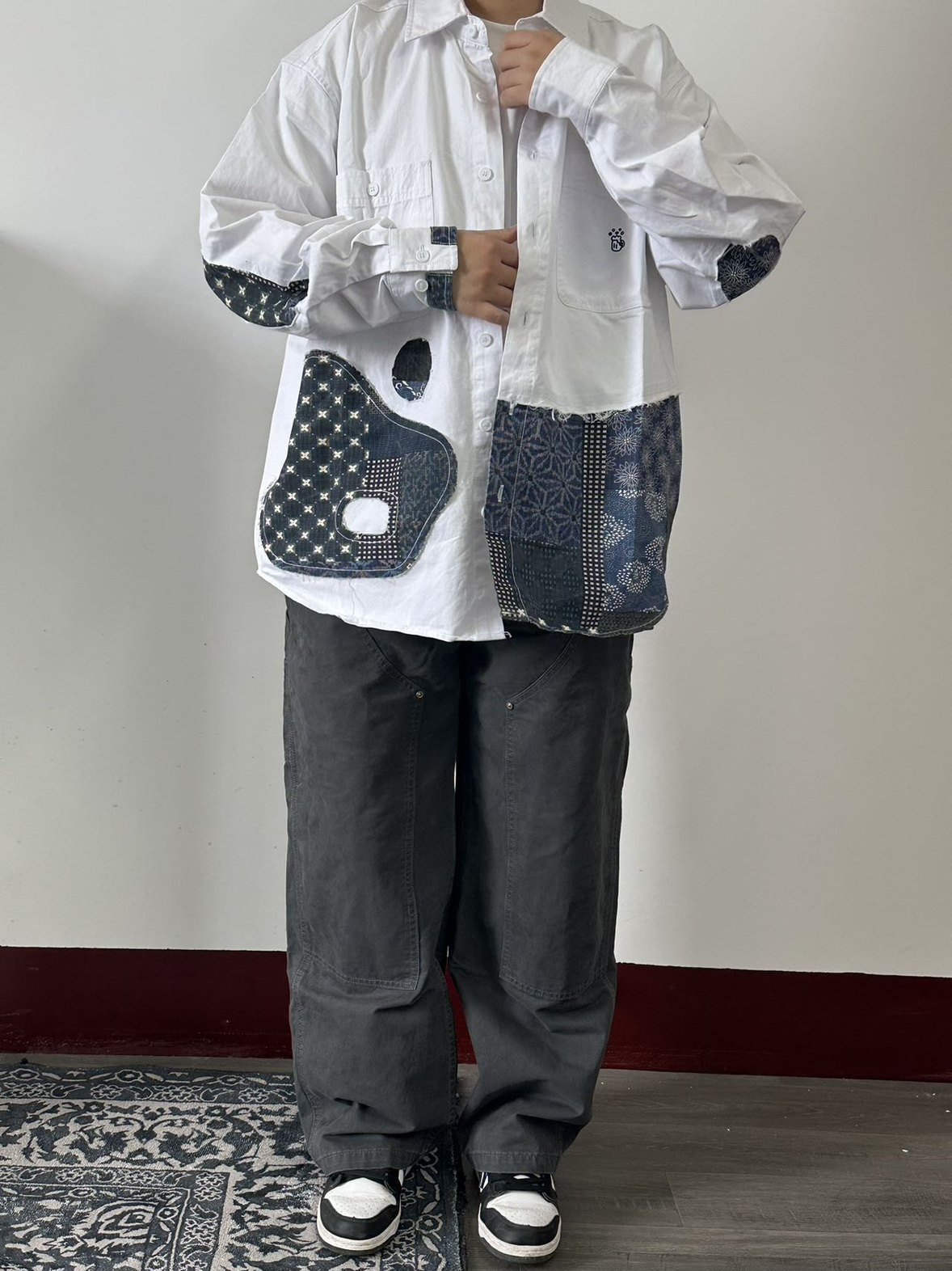 MACHMANIA宽松衬衫腰果花拼接