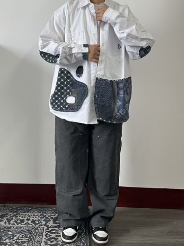 MACHMANIA宽松衬衫腰果花拼接