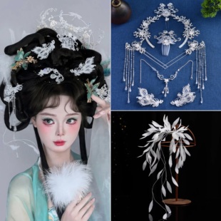 汉服全套头饰雪域神女镀银古风手工配饰中式前额发夹中国风女套装