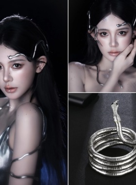 设计感欧美嘻哈灵蛇颈链百搭头饰