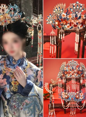 新娘婚嫁秀禾服明制烧蓝凤冠汉服