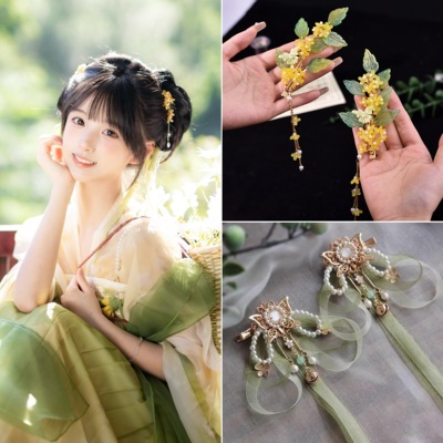 桂花国风发夹女侧边超仙夹子头饰