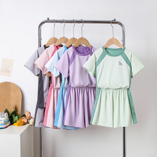 儿童短袖套装男童运动速干衣中大童学生羽毛球服女童休闲跑步服装