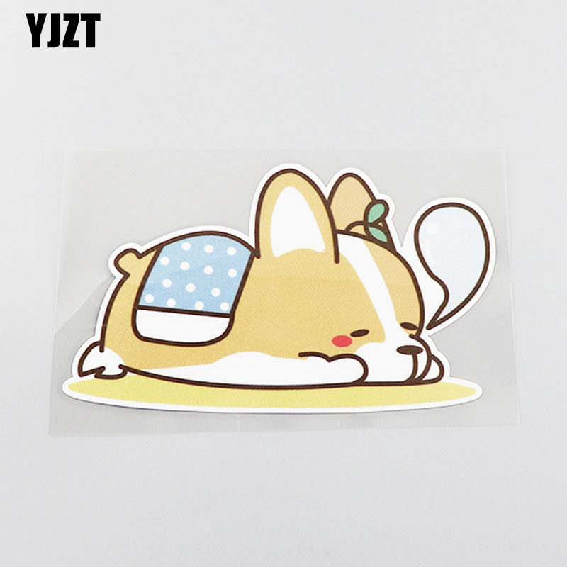 yjzt 个性汽车贴纸打盹柯基卡通装饰车窗拉花贴 cs1169