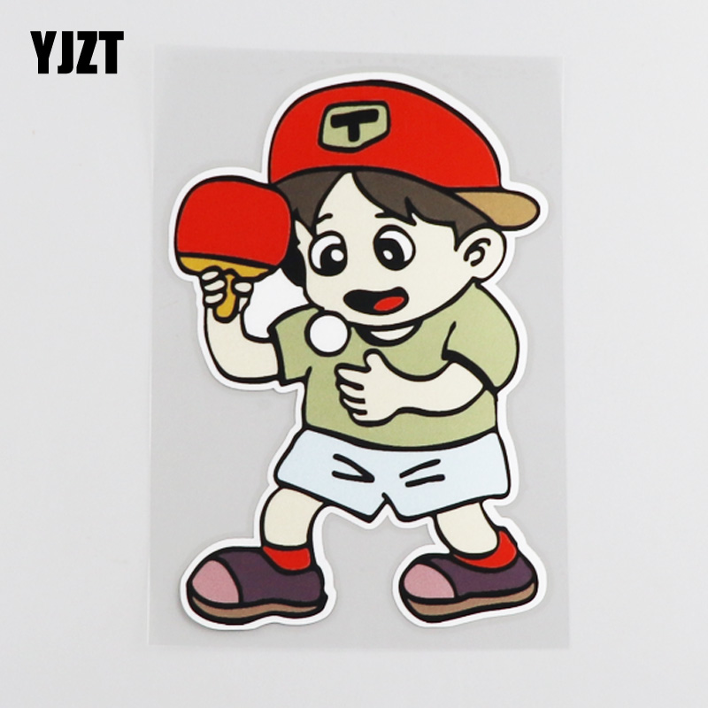 yjzt 乒乓球男孩 卡通趣味汽车贴纸 个性创意划痕遮挡