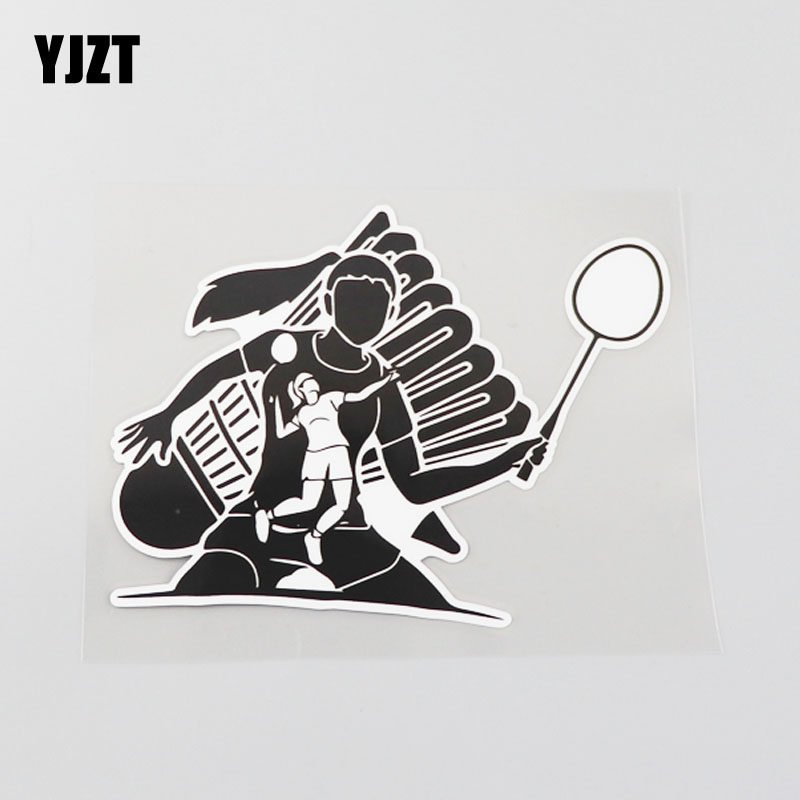 yjzt 创意画中画羽毛球女将车贴 个性艺术运动优质汽车贴纸 cst62