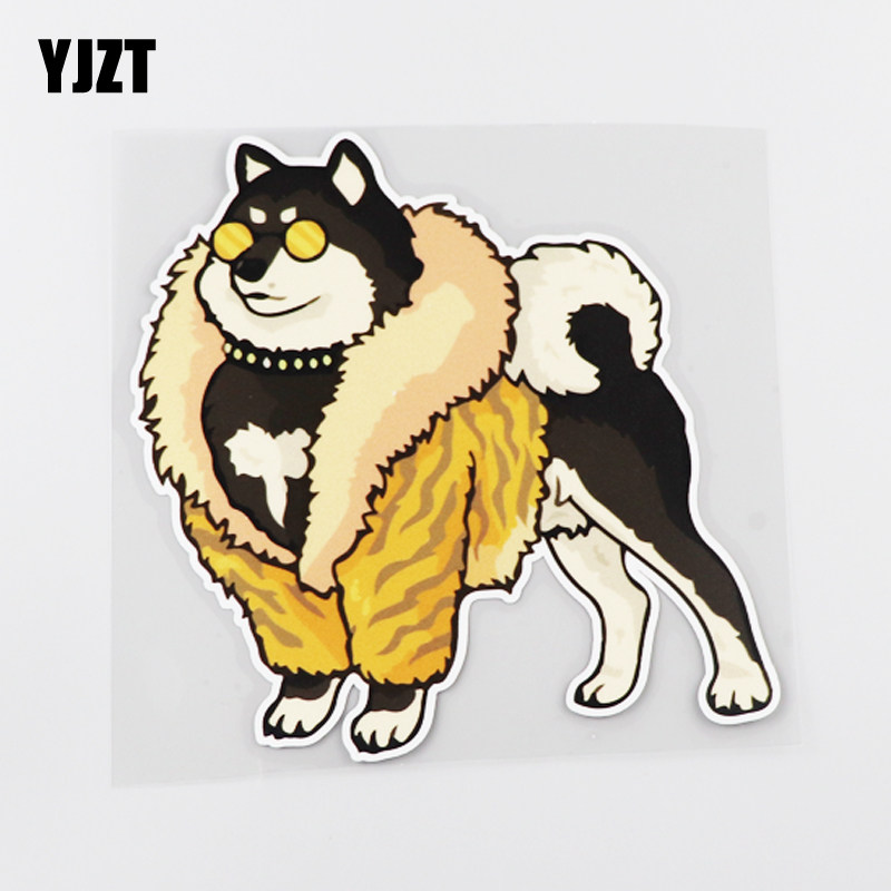 yjzt 创意搞笑貂皮大衣哈士奇趣味个性汽车装饰贴纸 cst296