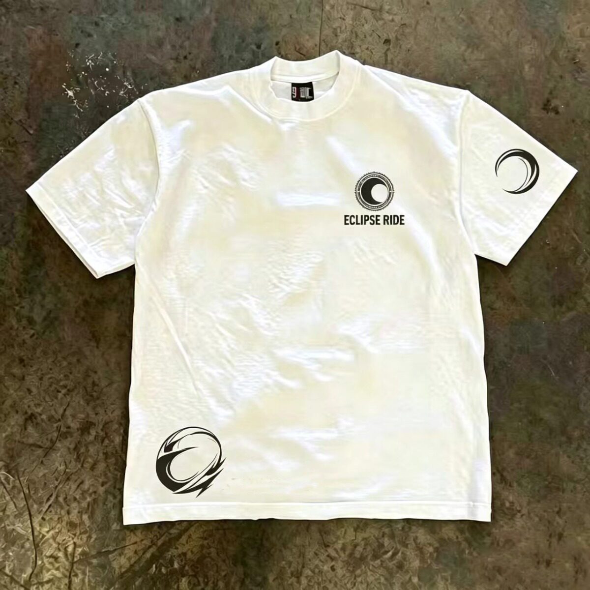 美式街头风机车素印花圆领短袖T恤男款夏季简约白色上衣ins