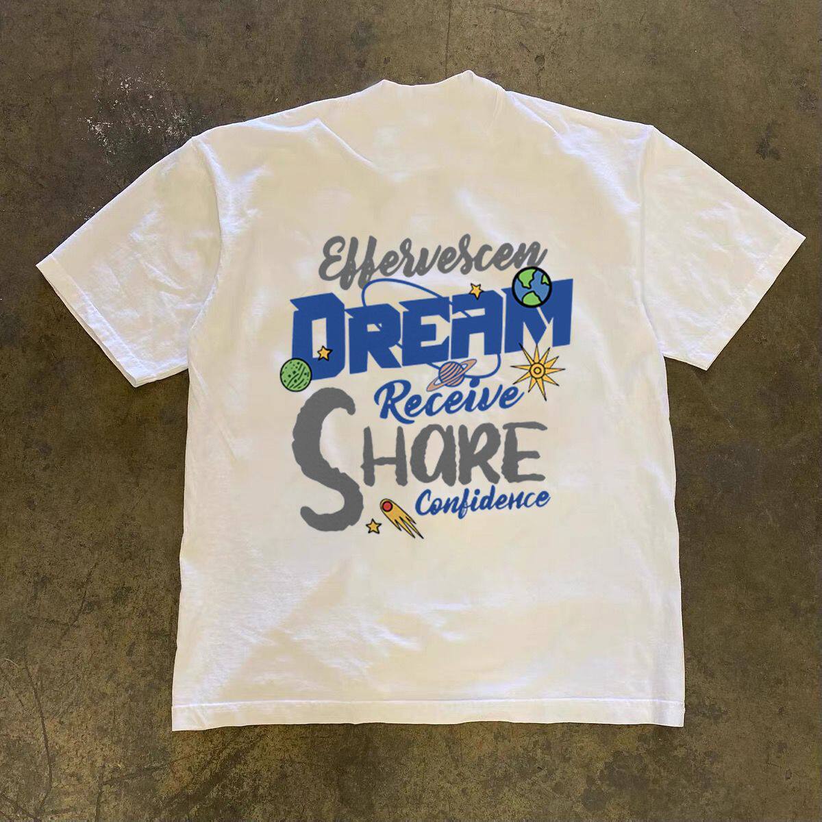 夏季重磅美式痞帅短袖T恤青年男女款ins潮牌街头宽松圆领上衣